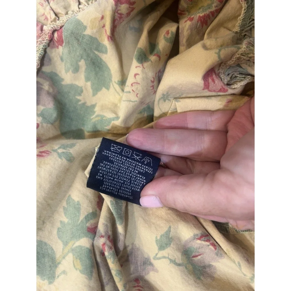 Ralph Lauren Garden Floral Pillow Case Ruffle Roses Yellow Reds Green